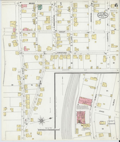 Sanborn Fire Insurance Map from Grafton, Taylor County, West Virginia (1906), Sheet #0006 - Complete Map Set gallery image, historic Sanborn map, vintage wall art, West Virginia West Virginia