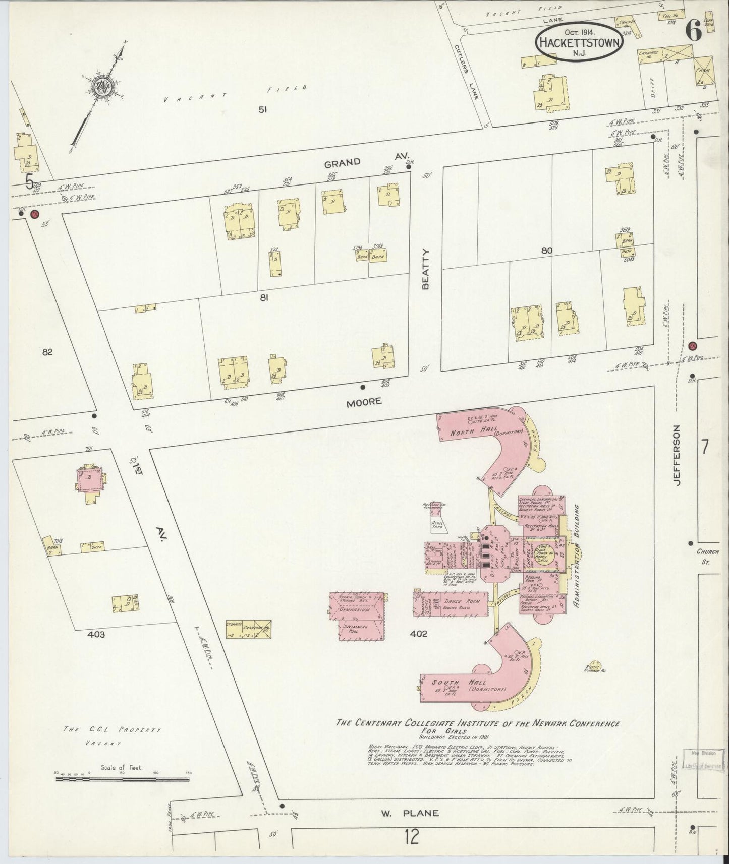 Sanborn Fire Insurance Map from Hackettstown, Warren County, New Jersey (1914), Sheet #0006 - Complete Map Set gallery image, historic Sanborn map, vintage wall art, New Jersey New Jersey