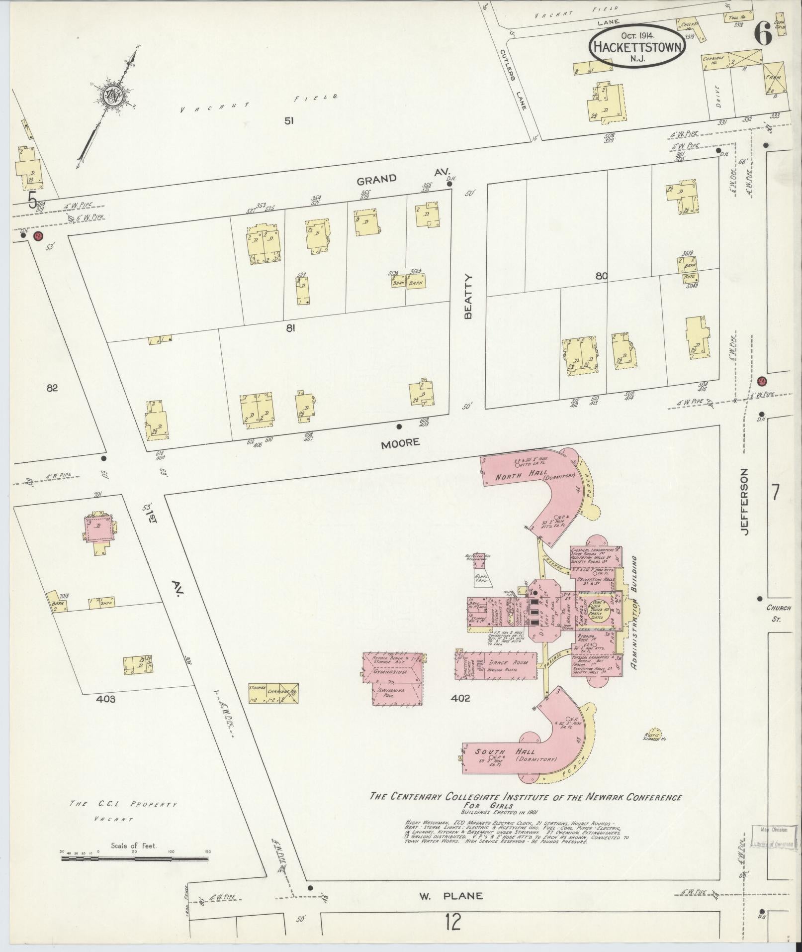 Sanborn Fire Insurance Map from Hackettstown, Warren County, New Jersey (1914), Sheet #0006 - Complete Map Set gallery image, historic Sanborn map, vintage wall art, New Jersey New Jersey