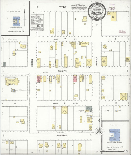 Sanborn Fire Insurance Map from Santa Ynez, Santa Barbara County, California. (1909) – Historic Sanborn Fire Insurance Map Print