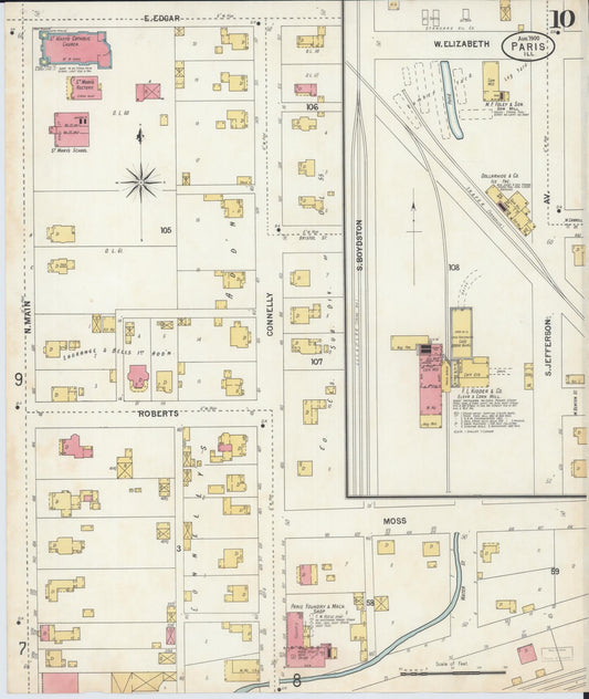 Sanborn Fire Insurance Map from Paris, Edgar County, Illinois (1900), Sheet #0010 - Historic Sanborn Fire Insurance Map Print, vintage old map wall art, antique decor, genealogy gift, Illinois Illinois map