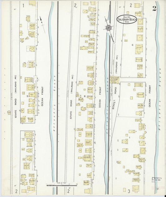 Sanborn Fire Insurance Map from Salisbury, Essex County, Massachusetts (1914), Sheet #0002 - Historic Sanborn Fire Insurance Map Print, vintage old map wall art, antique decor, genealogy gift, Massachusetts Massachusetts map