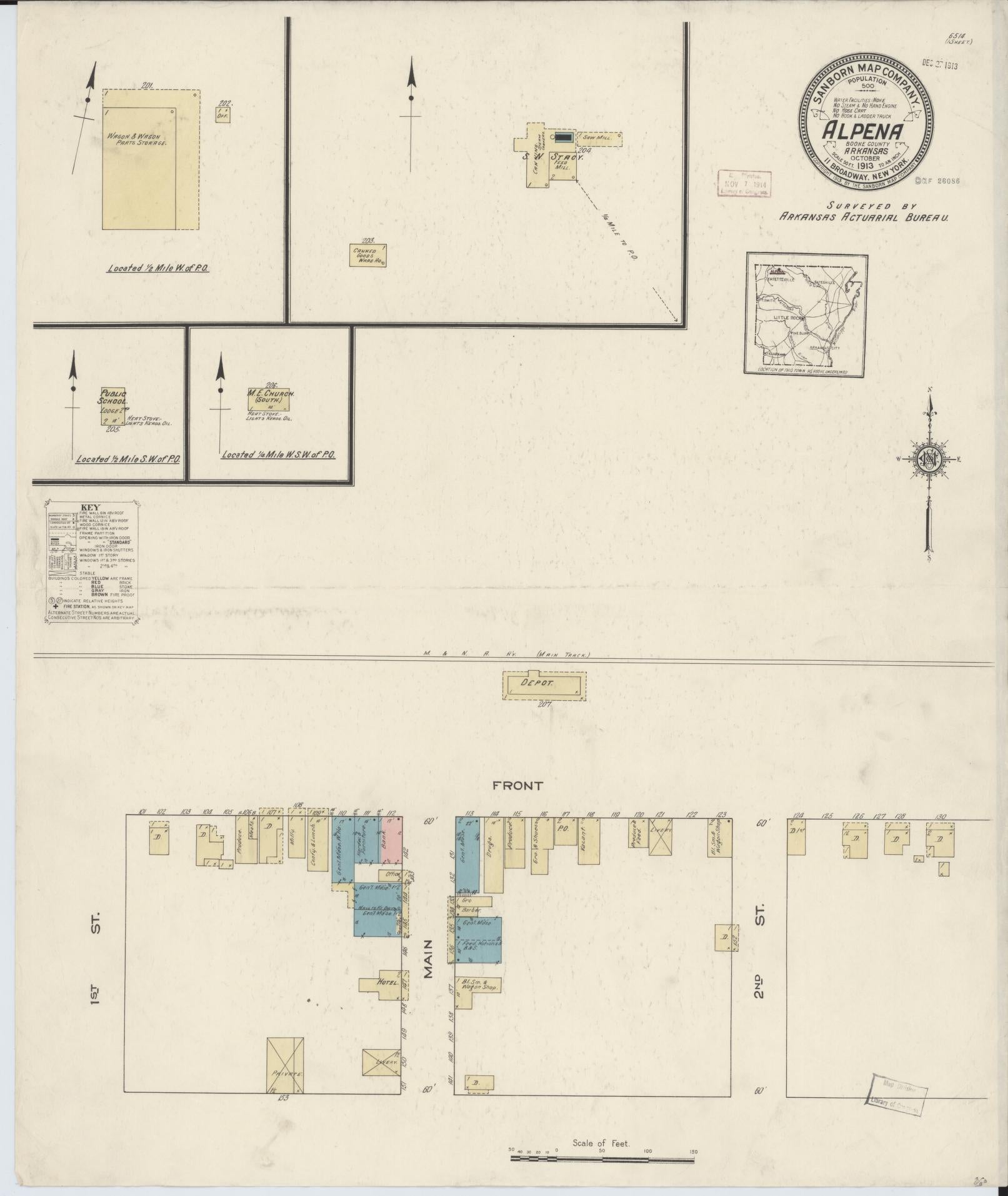 Sanborn Fire Insurance Map from Alpena, Boone County, Arkansas. (1913) – Historic Sanborn Fire Insurance Map Print