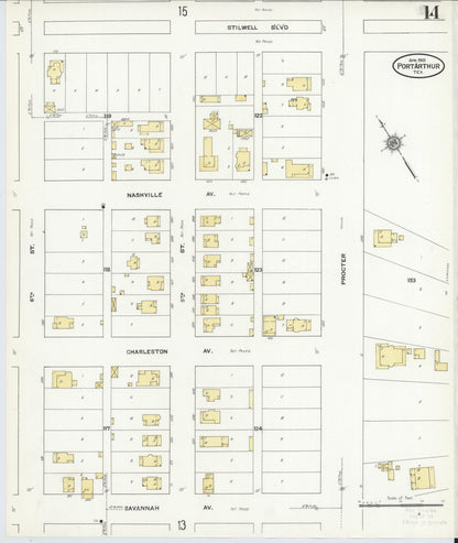 Sanborn Fire Insurance Map from Port Arthur, Jefferson County, Texas (1910), Sheet #0014 - Complete Map Set gallery image, historic Sanborn map, vintage wall art, Texas Texas
