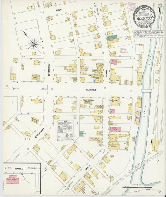 Sanborn Fire Insurance Map from Rockwood, Somerset County, Pennsylvania (1907), Sheet #0001 - Historic Sanborn Fire Insurance Map Print, vintage old map wall art, antique decor, genealogy gift, Pennsylvania Pennsylvania map