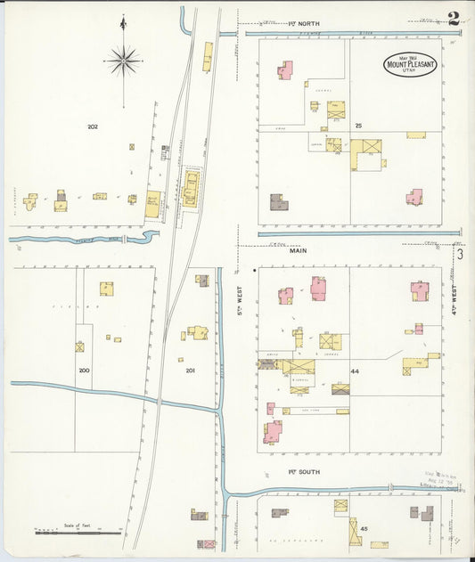 Sanborn Fire Insurance Map from Mount Pleasant, Sanpete County, Utah (1908), Sheet #0002 - Historic Sanborn Fire Insurance Map Print, vintage old map wall art, antique decor, genealogy gift, Utah Utah map