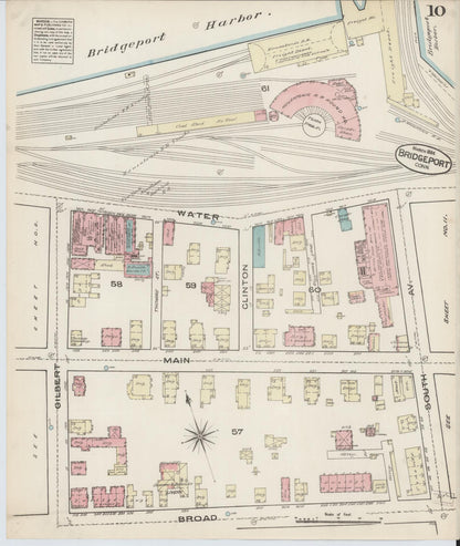 Sanborn Fire Insurance Map from Bridgeport, Fairfield County, Connecticut (1884), Sheet #0010 - Complete Map Set gallery image, historic Sanborn map, vintage wall art, Connecticut Connecticut