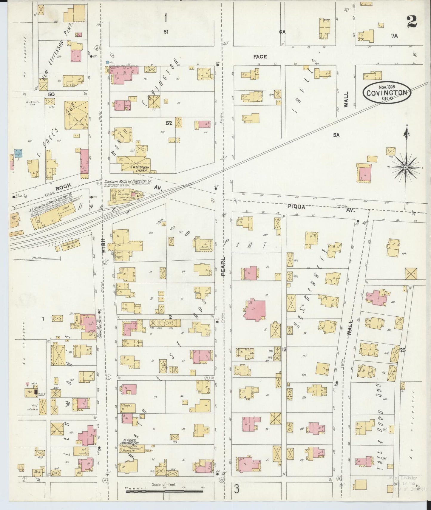 Sanborn Fire Insurance Map from Covington, Miami County, Ohio (1905), Sheet #0002 - Complete Map Set gallery image, historic Sanborn map, vintage wall art, Ohio Ohio