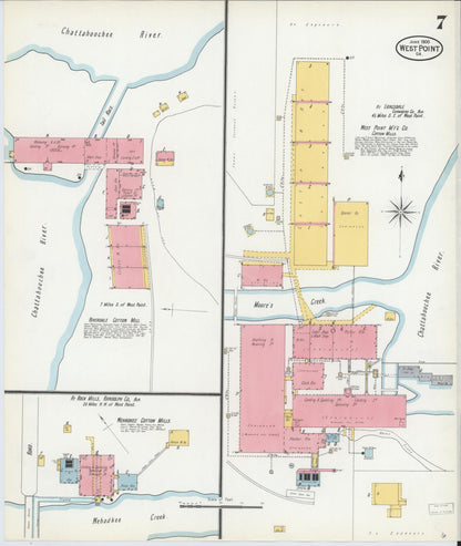 Sanborn Fire Insurance Map from West Point, Troup County, Georgia (1900), Sheet #0007 - Complete Map Set gallery image, historic Sanborn map, vintage wall art, Georgia Georgia