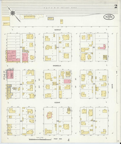 Sanborn Fire Insurance Map from Hearne, Robertson County, Texas (1911), Sheet #0002 - Complete Map Set gallery image, historic Sanborn map, vintage wall art, Texas Texas