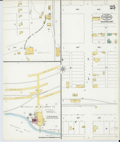 Sanborn Fire Insurance Map from Escanaba, Delta County, Michigan (1899), Sheet #0025 - Complete Map Set gallery image, historic Sanborn map, vintage wall art, Michigan Michigan