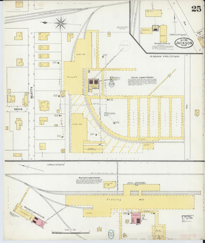 Sanborn Fire Insurance Map from Jackson, Hinds County, Mississippi (1904), Sheet #0025 - Complete Map Set gallery image, historic Sanborn map, vintage wall art, Mississippi Mississippi