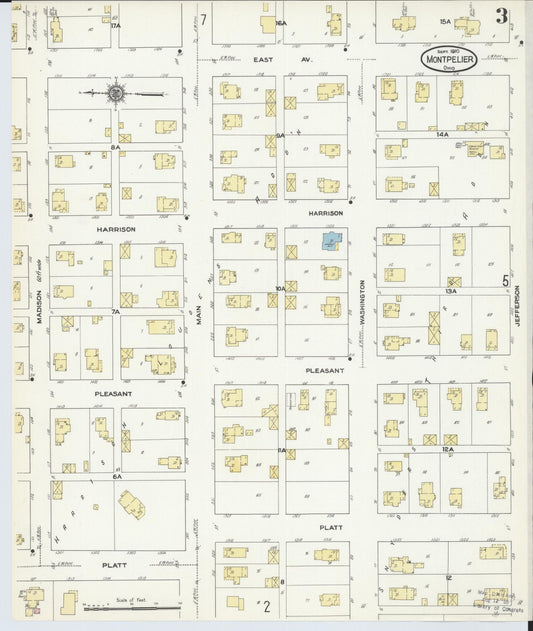 Sanborn Fire Insurance Map from Montpelier, Williams County, Ohio (1910), Sheet #0003 - Historic Sanborn Fire Insurance Map Print, vintage old map wall art, antique decor, genealogy gift, Ohio Ohio map