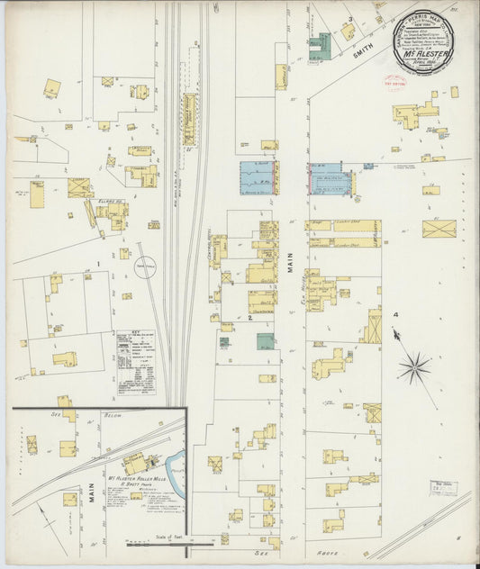 Sanborn Fire Insurance Map from McAlester, Pittsburg County, Oklahoma (1896), Sheet #0001 - Historic Sanborn Fire Insurance Map Print, vintage old map wall art, antique decor, genealogy gift, Oklahoma Oklahoma map