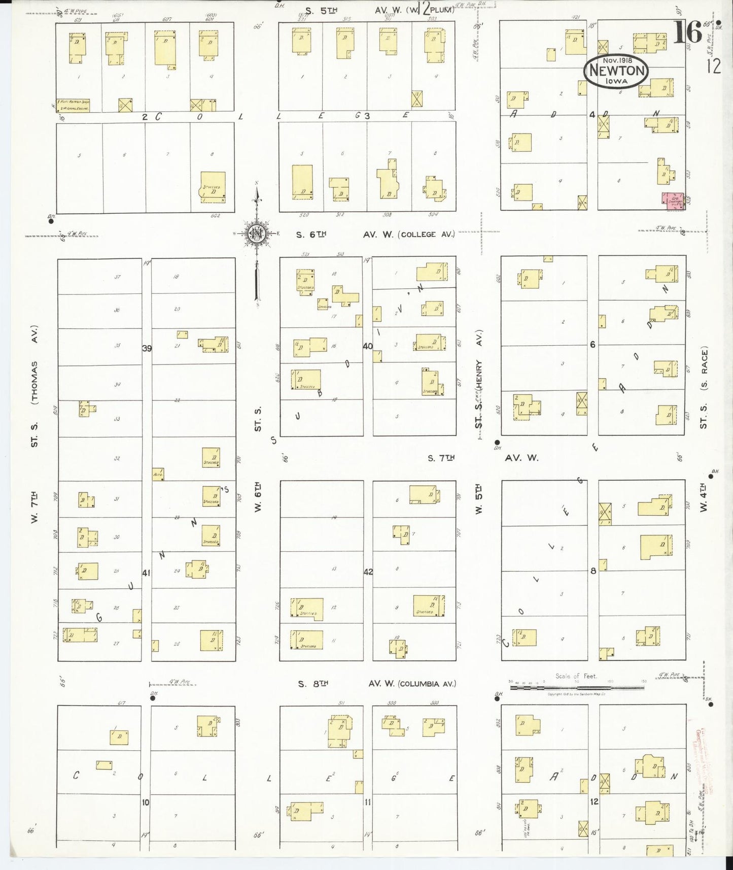 Sanborn Fire Insurance Map from Newton, Jasper County, Iowa (1918), Sheet #0016 - Historic Sanborn Fire Insurance Map Print