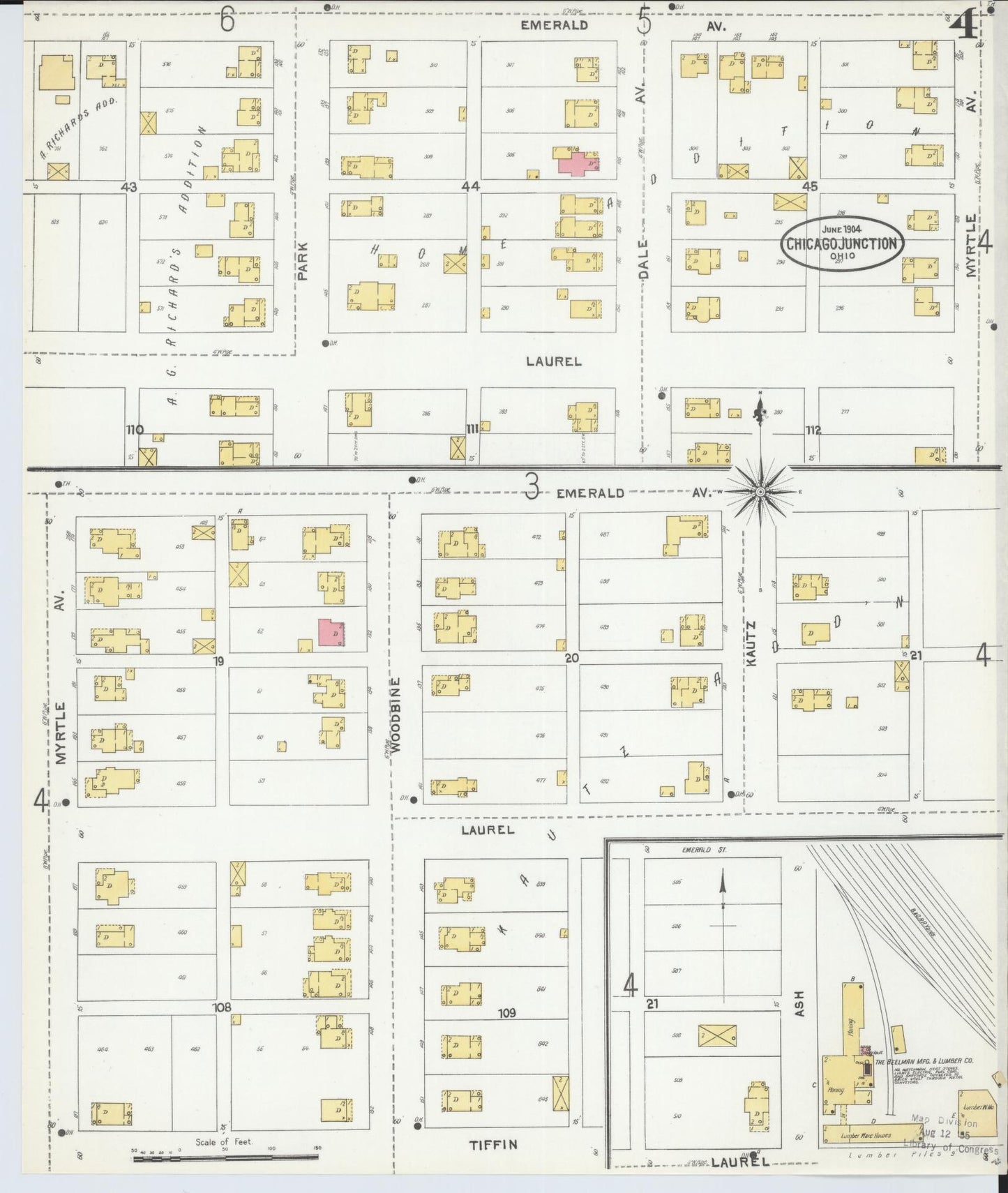 Sanborn Fire Insurance Map from Chicago Junction, Huron County, Ohio (1904), Sheet #0004 - Historic Sanborn Fire Insurance Map Print, vintage old map wall art, antique decor, genealogy gift, Ohio Ohio map