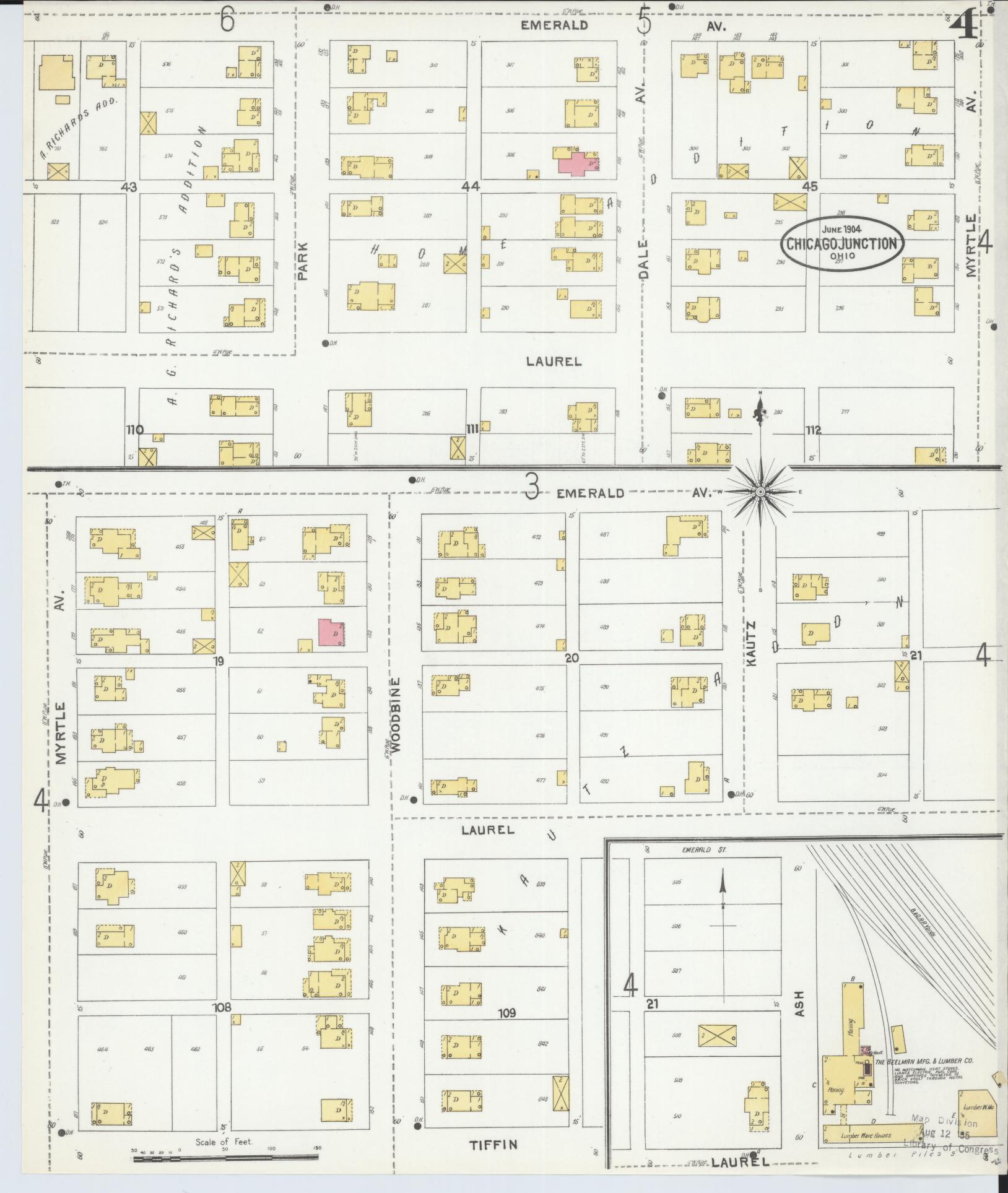 Sanborn Fire Insurance Map from Chicago Junction, Huron County, Ohio (1904), Sheet #0004 - Historic Sanborn Fire Insurance Map Print, vintage old map wall art, antique decor, genealogy gift, Ohio Ohio map