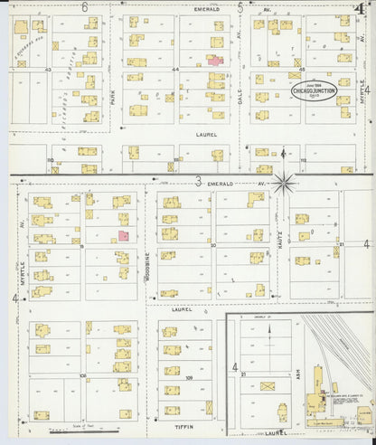Sanborn Fire Insurance Map from Chicago Junction, Huron County, Ohio (1904), Sheet #0004 - Historic Sanborn Fire Insurance Map Print, vintage old map wall art, antique decor, genealogy gift, Ohio Ohio map