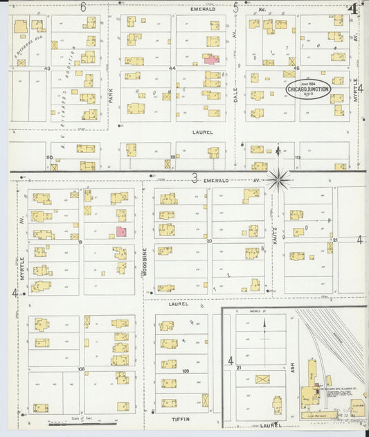 Sanborn Fire Insurance Map from Chicago Junction, Huron County, Ohio (1904), Sheet #0004 - Historic Sanborn Fire Insurance Map Print, vintage old map wall art, antique decor, genealogy gift, Ohio Ohio map