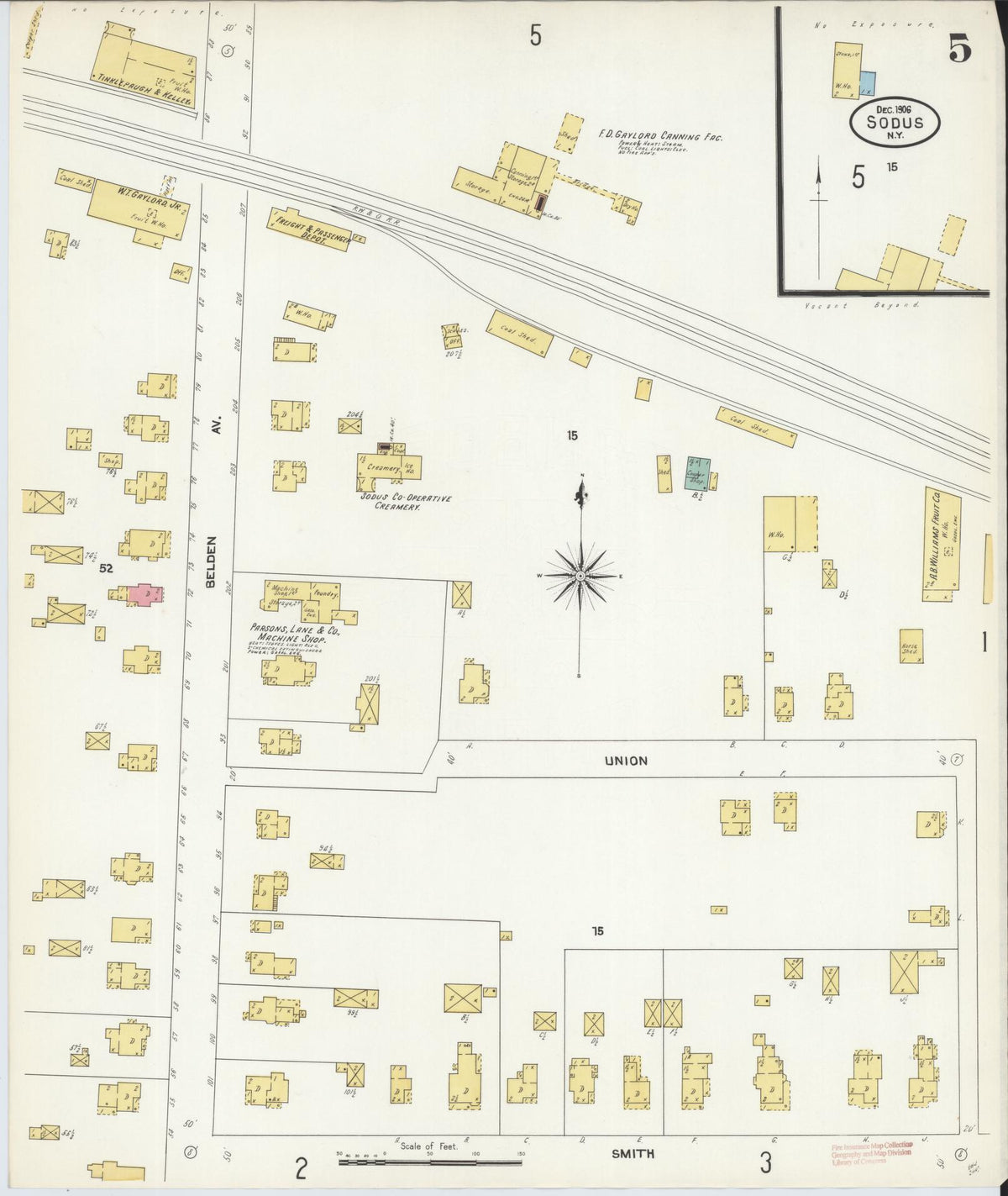 Sanborn Fire Insurance Map from Sodus, Wayne County, New York (1906), Sheet #0005 - Historic Sanborn Fire Insurance Map Print, vintage old map wall art, antique decor, genealogy gift, New York New York map