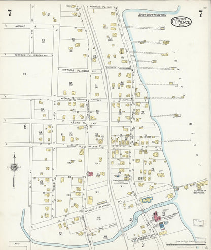 Sanborn Fire Insurance Map from Fort Pierce, St Lucie County, Florida (1924), Sheet #0007 - Complete Map Set gallery image, historic Sanborn map, vintage wall art, Florida Florida