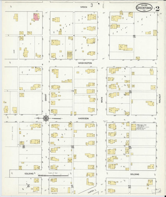 Sanborn Fire Insurance Map from Greentown, Howard County, Indiana (1916), Sheet #0002 - Historic Sanborn Fire Insurance Map Print, vintage old map wall art, antique decor, genealogy gift, Indiana Indiana map