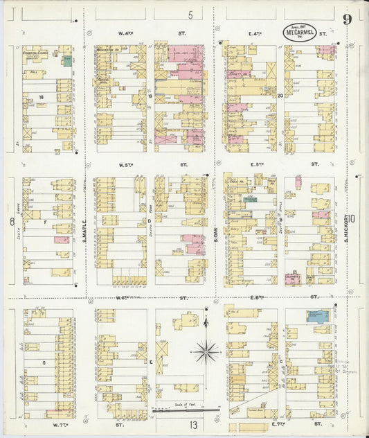 Sanborn Fire Insurance Map from Mount Carmel, Northumberland County, Pennsylvania (1907), Sheet #0009 - Historic Sanborn Fire Insurance Map Print, vintage old map wall art, antique decor, genealogy gift, Pennsylvania Pennsylvania map