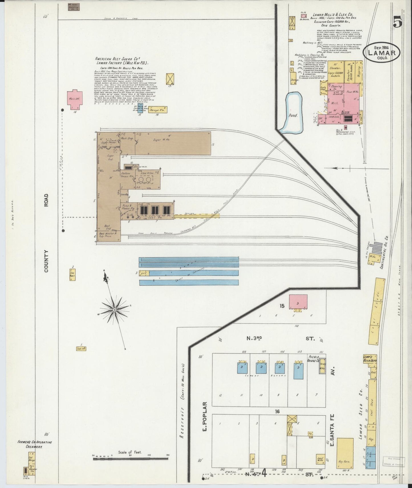 Sanborn Fire Insurance Map from Lamar, Prowers County, Colorado (1906), Sheet #0005 - Complete Map Set gallery image, historic Sanborn map, vintage wall art, Colorado Colorado