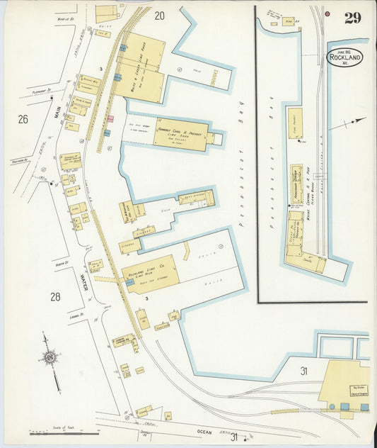 Sanborn Fire Insurance Map from Rockland, Knox County, Maine (1912), Sheet #0029 - Historic Sanborn Fire Insurance Map Print, vintage old map wall art, antique decor, genealogy gift, Maine Maine map