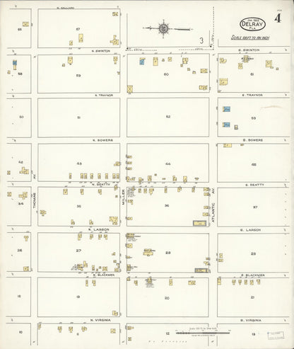 Sanborn Fire Insurance Map from Delray, Palm Beach County, Florida (1922), Sheet #0004 - Historic Sanborn Fire Insurance Map Print, vintage old map wall art, antique decor, genealogy gift, Florida Florida map