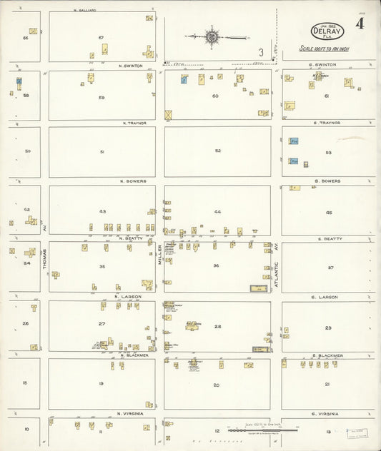 Sanborn Fire Insurance Map from Delray, Palm Beach County, Florida (1922), Sheet #0004 - Historic Sanborn Fire Insurance Map Print, vintage old map wall art, antique decor, genealogy gift, Florida Florida map