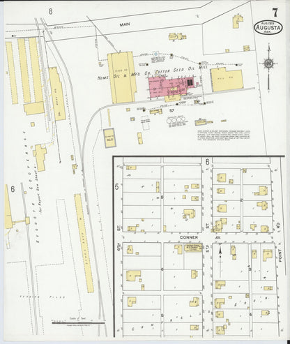 Sanborn Fire Insurance Map from Augusta, Woodruff County, Arkansas (1919), Sheet #0007 - Complete Map Set gallery image, historic Sanborn map, vintage wall art, Arkansas Arkansas