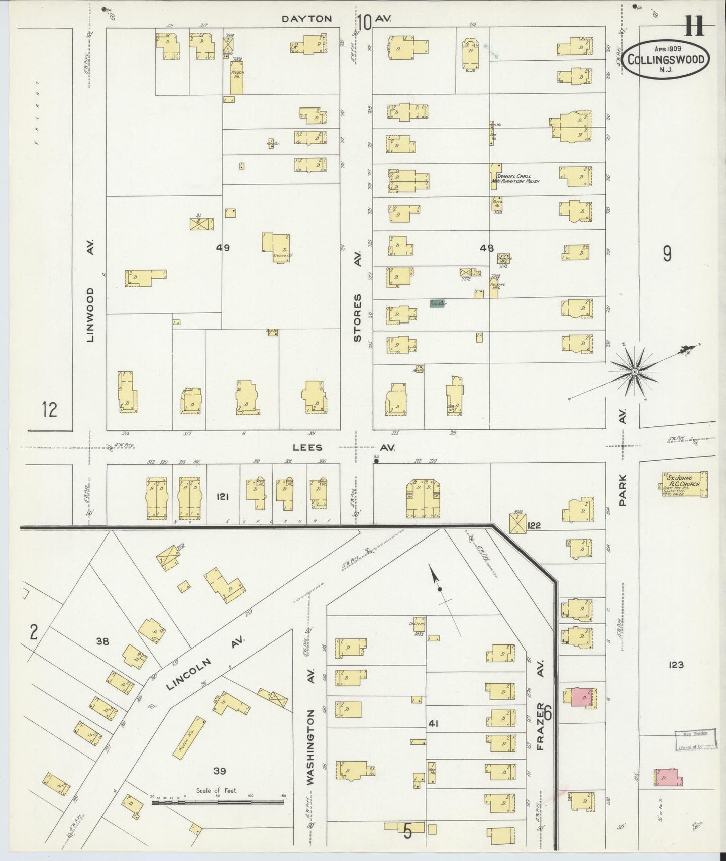 Sanborn Fire Insurance Map from Collingswood, Camden County, New Jersey (1909), Sheet #0011 - Complete Map Set gallery image, historic Sanborn map, vintage wall art, New Jersey New Jersey
