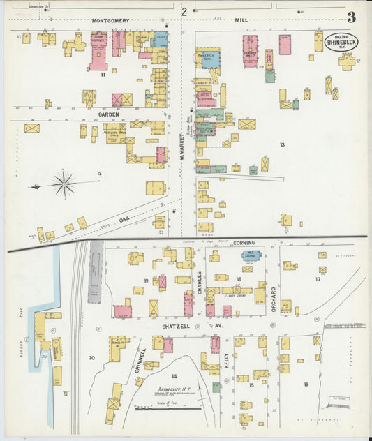Sanborn Fire Insurance Map from Rhinebeck, Dutchess County, New York (1900), Sheet #0003 - Historic Sanborn Fire Insurance Map Print, vintage old map wall art, antique decor, genealogy gift, New York New York map