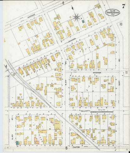 Sanborn Fire Insurance Map from Grand Haven, Ottawa County, Michigan (1906), Sheet #0007 - Complete Map Set gallery image, historic Sanborn map, vintage wall art, Michigan Michigan