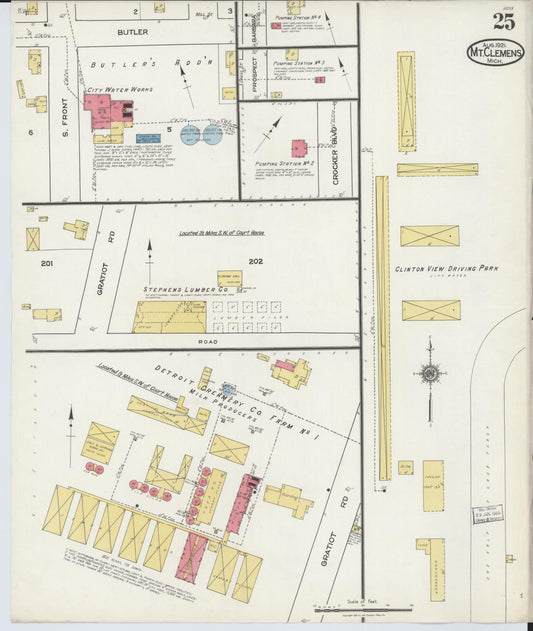 Sanborn Fire Insurance Map from Mount Clemens, Macomb County, Michigan (1921), Sheet #0025 - Historic Sanborn Fire Insurance Map Print, vintage old map wall art, antique decor, genealogy gift, Michigan Michigan map