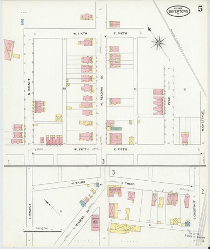 Sanborn Fire Insurance Map from Boyertown, Berks County, Pennsylvania (1909), Sheet #0005 - Complete Map Set gallery image, historic Sanborn map, vintage wall art, Pennsylvania Pennsylvania