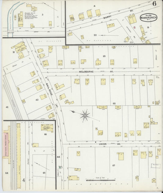 Sanborn Fire Insurance Map from Mamaroneck, Westchester County, New York (1896), Sheet #0006 - Historic Sanborn Fire Insurance Map Print, vintage old map wall art, antique decor, genealogy gift, New York New York map