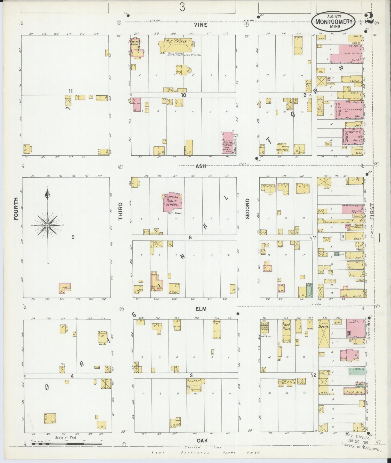 Sanborn Fire Insurance Map from Montgomery, Le Sueur  County, Minnesota (1899), Sheet #0002 - Historic Sanborn Fire Insurance Map Print, vintage old map wall art, antique decor, genealogy gift, Minnesota Minnesota map