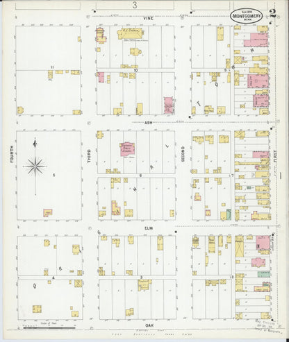 Sanborn Fire Insurance Map from Montgomery, Le Sueur  County, Minnesota (1899), Sheet #0002 - Historic Sanborn Fire Insurance Map Print, vintage old map wall art, antique decor, genealogy gift, Minnesota Minnesota map