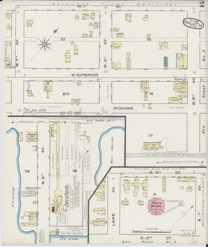 Sanborn Fire Insurance Map from Duluth, Saint Louis County, Minnesota (1885), Sheet #0002 - Complete Map Set gallery image, historic Sanborn map, vintage wall art, Minnesota Minnesota