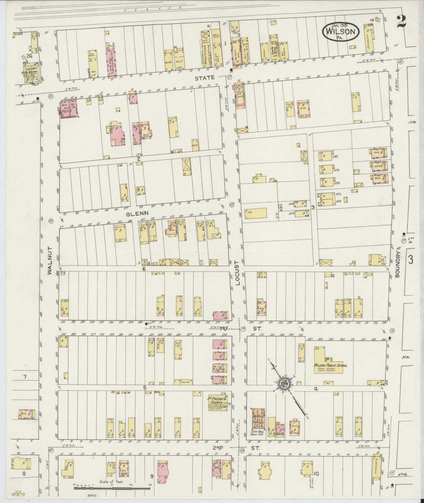 Sanborn Fire Insurance Map from Wilson, Allegheny County, Pennsylvania (1915), Sheet #0002 - Complete Map Set gallery image, historic Sanborn map, vintage wall art, Pennsylvania Pennsylvania