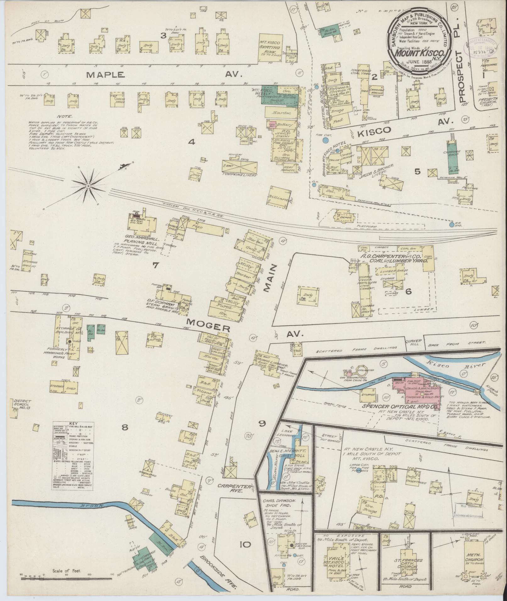Sanborn Fire Insurance Map from Mount Kisco, Westchester County, New York. (1885) – Historic Sanborn Fire Insurance Map Print