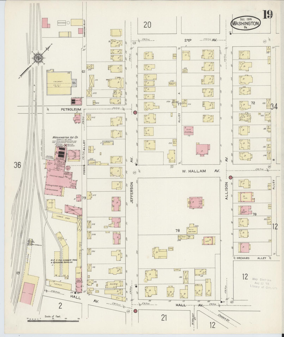 Sanborn Fire Insurance Map from Washington, Washington County, Pennsylvania (1914), Sheet #0019 - Complete Map Set gallery image, historic Sanborn map, vintage wall art, Sanborn Fire Insurance Map from Washington Washington