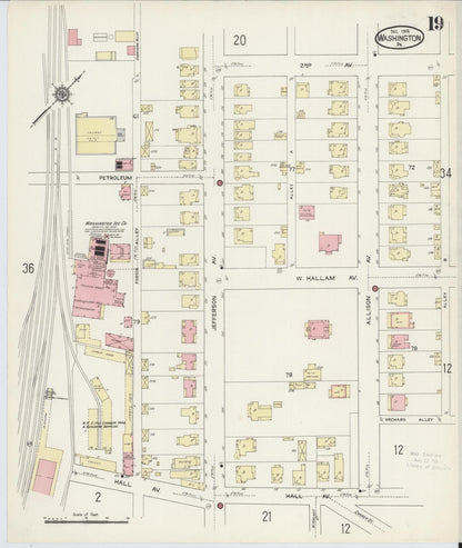 Sanborn Fire Insurance Map from Washington, Washington County, Pennsylvania (1914), Sheet #0019 - Complete Map Set gallery image, historic Sanborn map, vintage wall art, Sanborn Fire Insurance Map from Washington Washington
