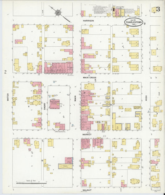 Sanborn Fire Insurance Map from Charlestown, Clark County, Indiana (1911), Sheet #0003 - Historic Sanborn Fire Insurance Map Print, vintage old map wall art, antique decor, genealogy gift, Indiana Indiana map