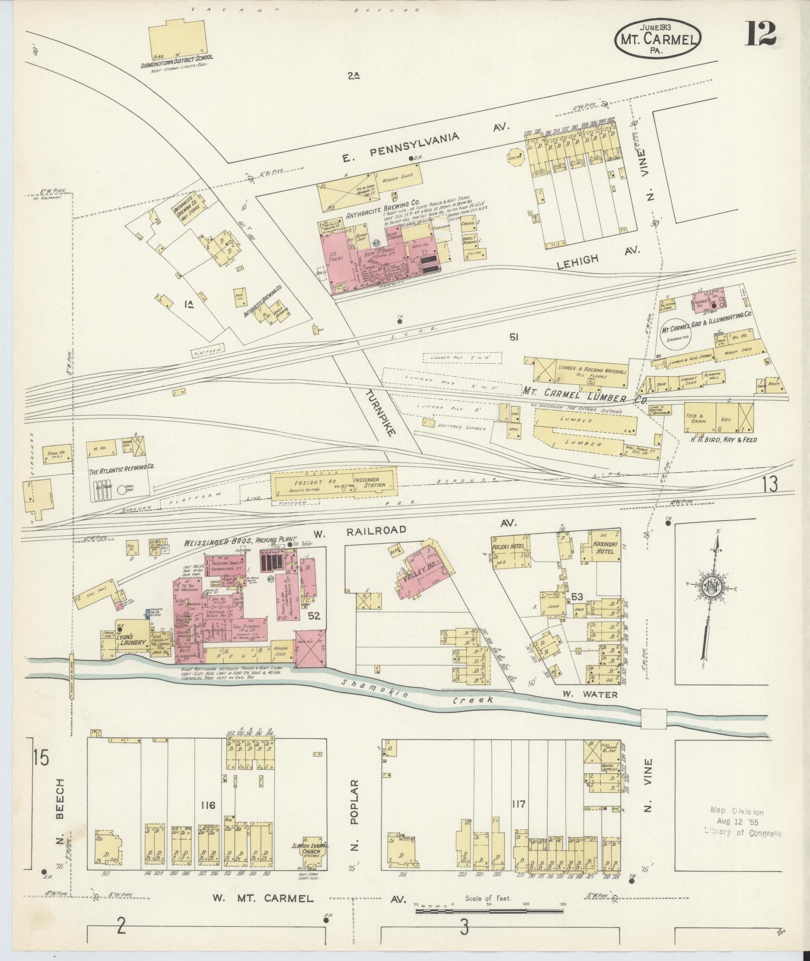 Sanborn Fire Insurance Map from Mount Carmel, Northumberland County, Pennsylvania (1913), Sheet #0012 - Complete Map Set gallery image, historic Sanborn map, vintage wall art, Pennsylvania Pennsylvania