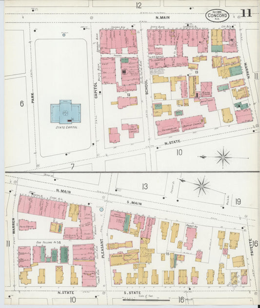 Sanborn Fire Insurance Map from Concord, Merrimack County, New Hampshire (1899), Sheet #0011 - Historic Sanborn Fire Insurance Map Print, vintage old map wall art, antique decor, genealogy gift, New Hampshire New Hampshire map