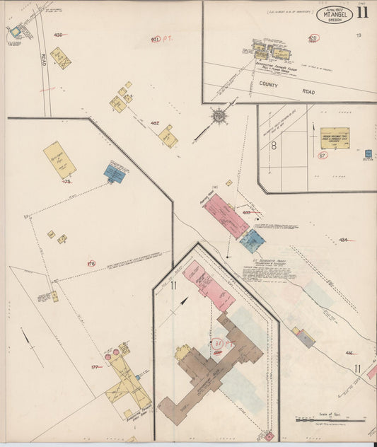 Sanborn Fire Insurance Map from Mount Angel, Marion County, Oregon (1931), Sheet #0011 - Historic Sanborn Fire Insurance Map Print, vintage old map wall art, antique decor, genealogy gift, Oregon Oregon map