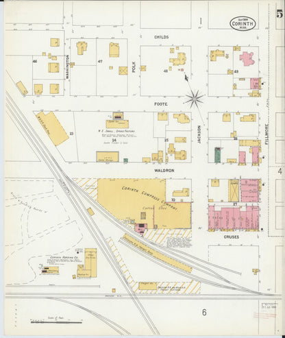 Sanborn Fire Insurance Map from Corinth, Alcorn County, Mississippi (1899), Sheet #0005 - Complete Map Set gallery image, historic Sanborn map, vintage wall art, Mississippi Mississippi